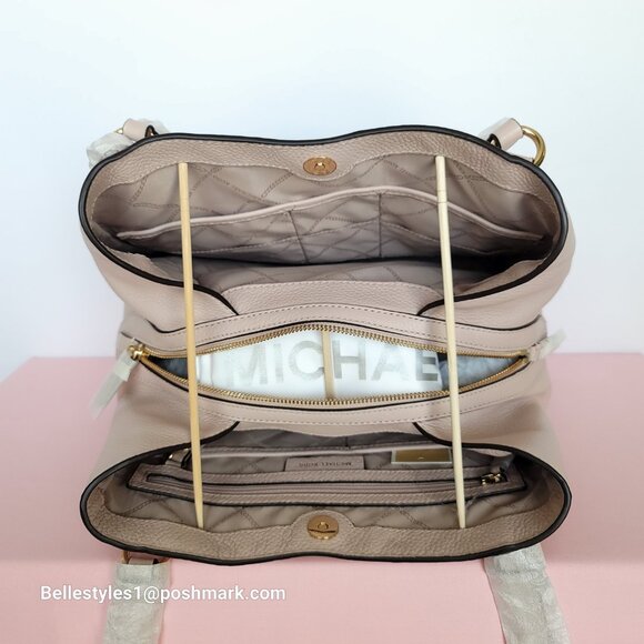 MICHAEL KORS Carrie Pebbled Leather Large Shoulder Tote- Soft Pink color⭐ - Picture 13 of 16